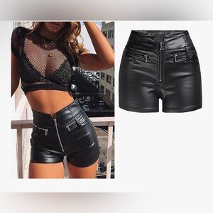 High-Waisted Black Faux Leather Shorts size XS